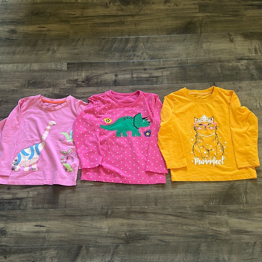 3 girls long sleeve shirt bundle size 6 applique